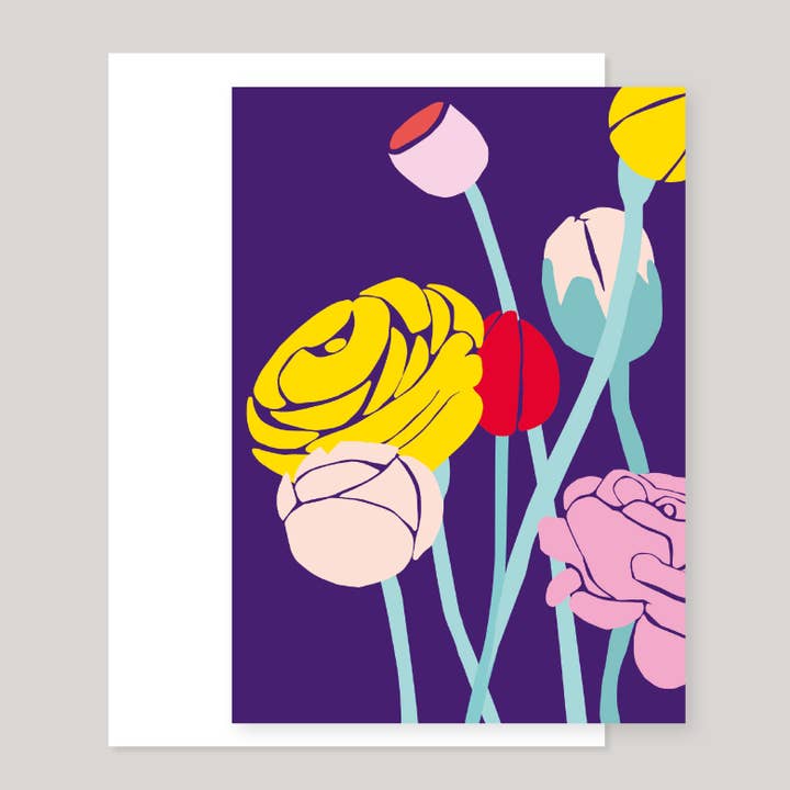 Carte de vœux « Ranuncule » pour la vente par souci-illustration