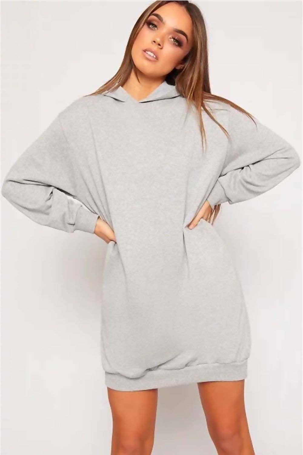 justyouroutfit – wholesale Dress – Women's – OVERSIZED BAGGY POCKET SWEAT HOOD DRESS1