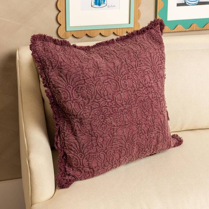 Pillow - Fuchsia Matelasse With Fringe (Pk/02) for wholesale by Audrey's Home & Gift