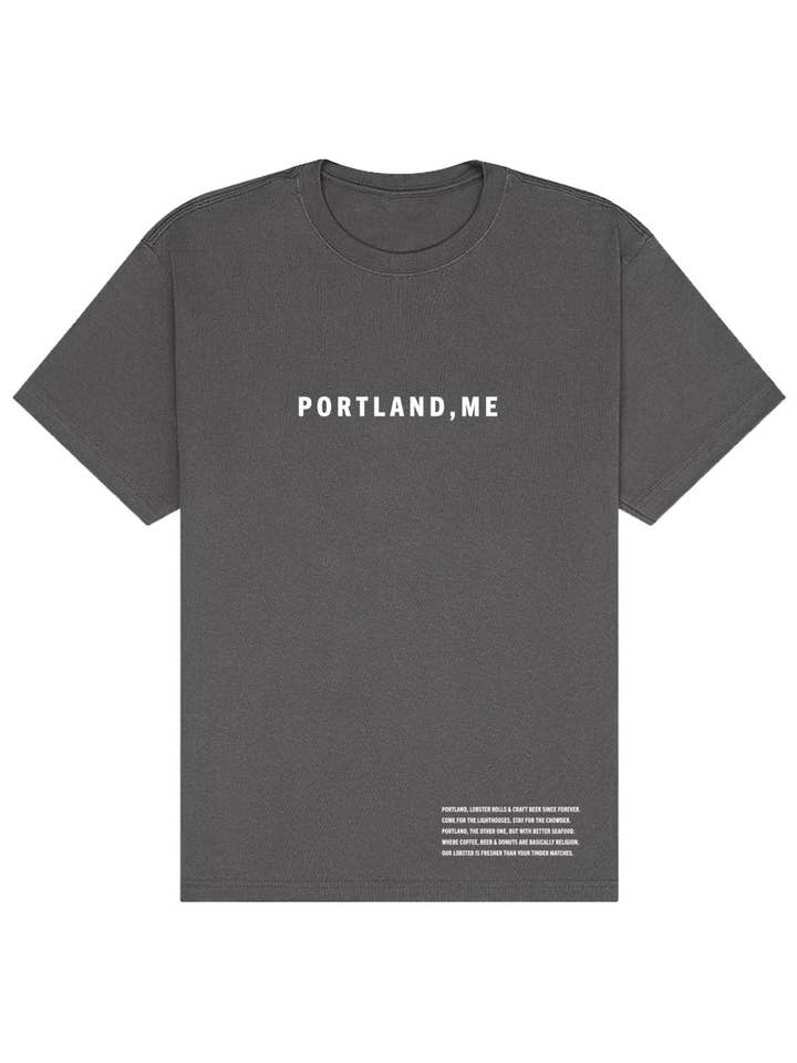 Portland, ME Oversized Heavyweight T-Shirt – Lobster Rolls & Lighthouses for wholesale by Tourist Tee Co.