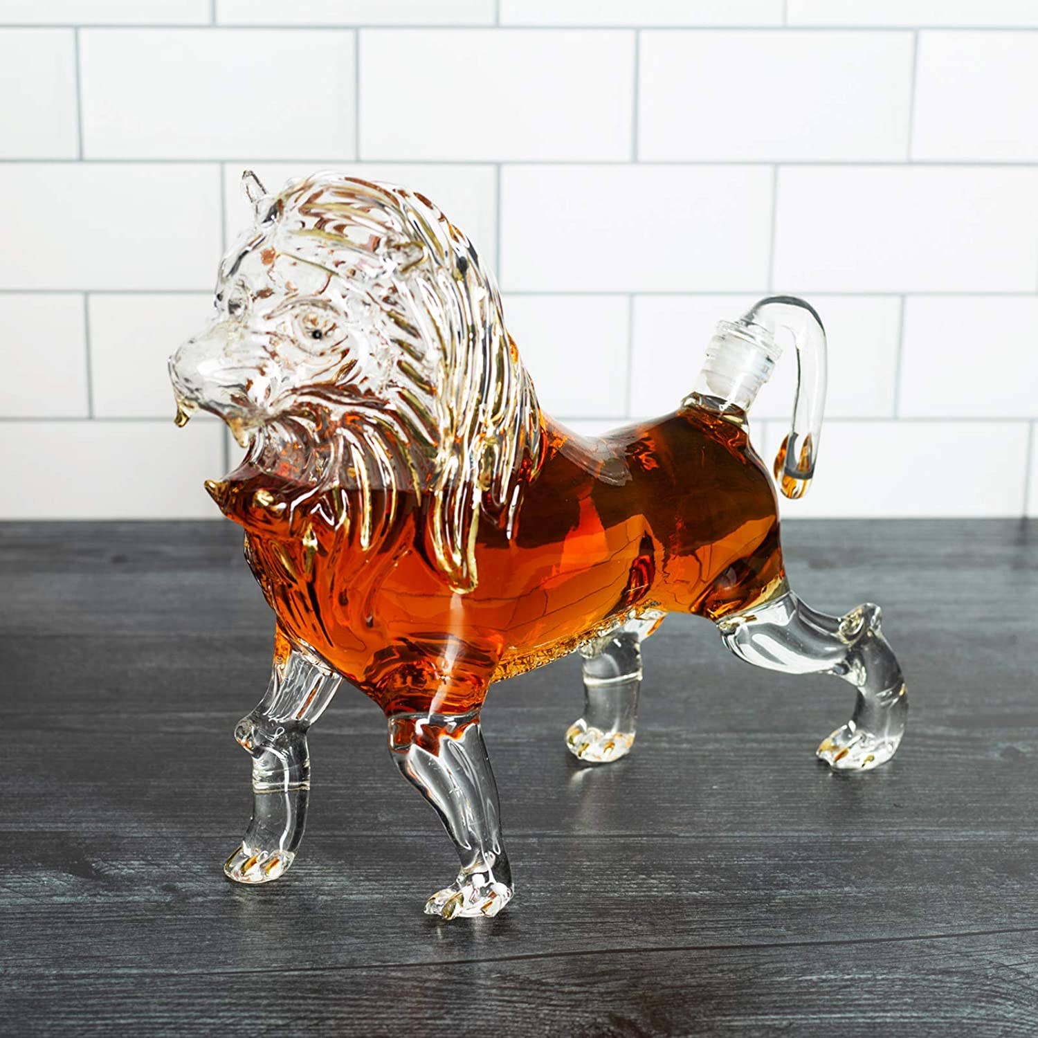 The Wine Savant /  Khen Glassware - Vente Carafe - Lion Animal Whisky et Vin Carafe 500 ml4