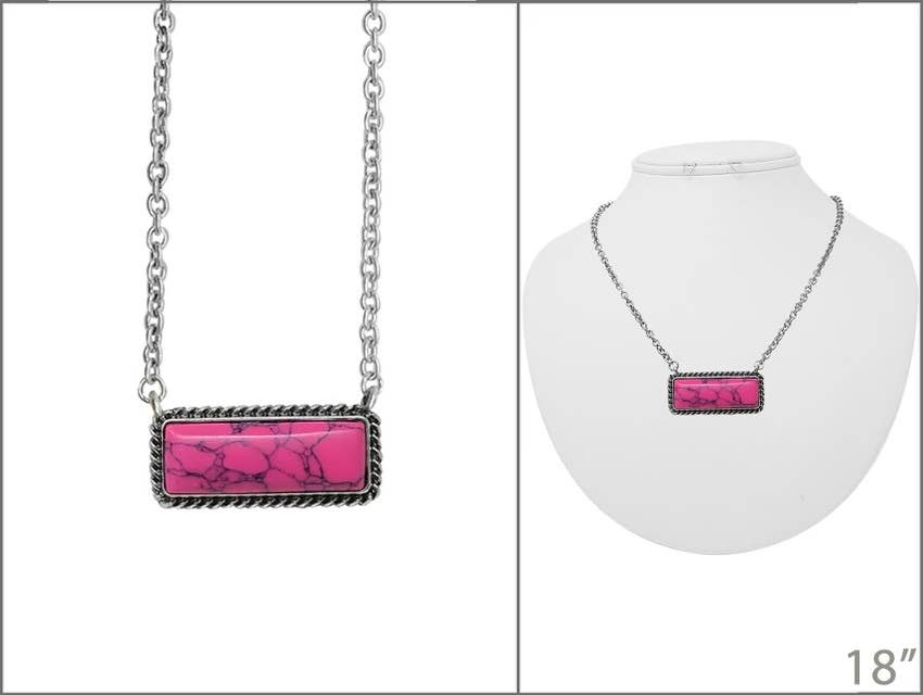 Boho Ranch Shop - Wholesale Pendant/Charm Necklace - Western Semi Stone Bar Necklace8