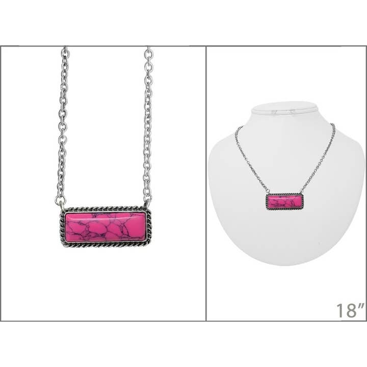 Boho Ranch Shop - Wholesale Pendant/Charm Necklace - Western Semi Stone Bar Necklace8