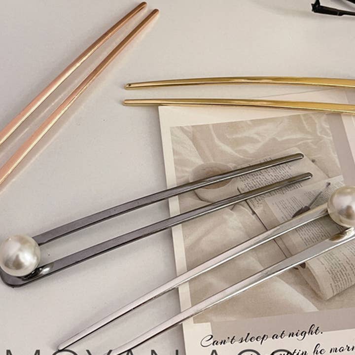 Pearl Metallic Hair Pin for wholesale by AK Brand