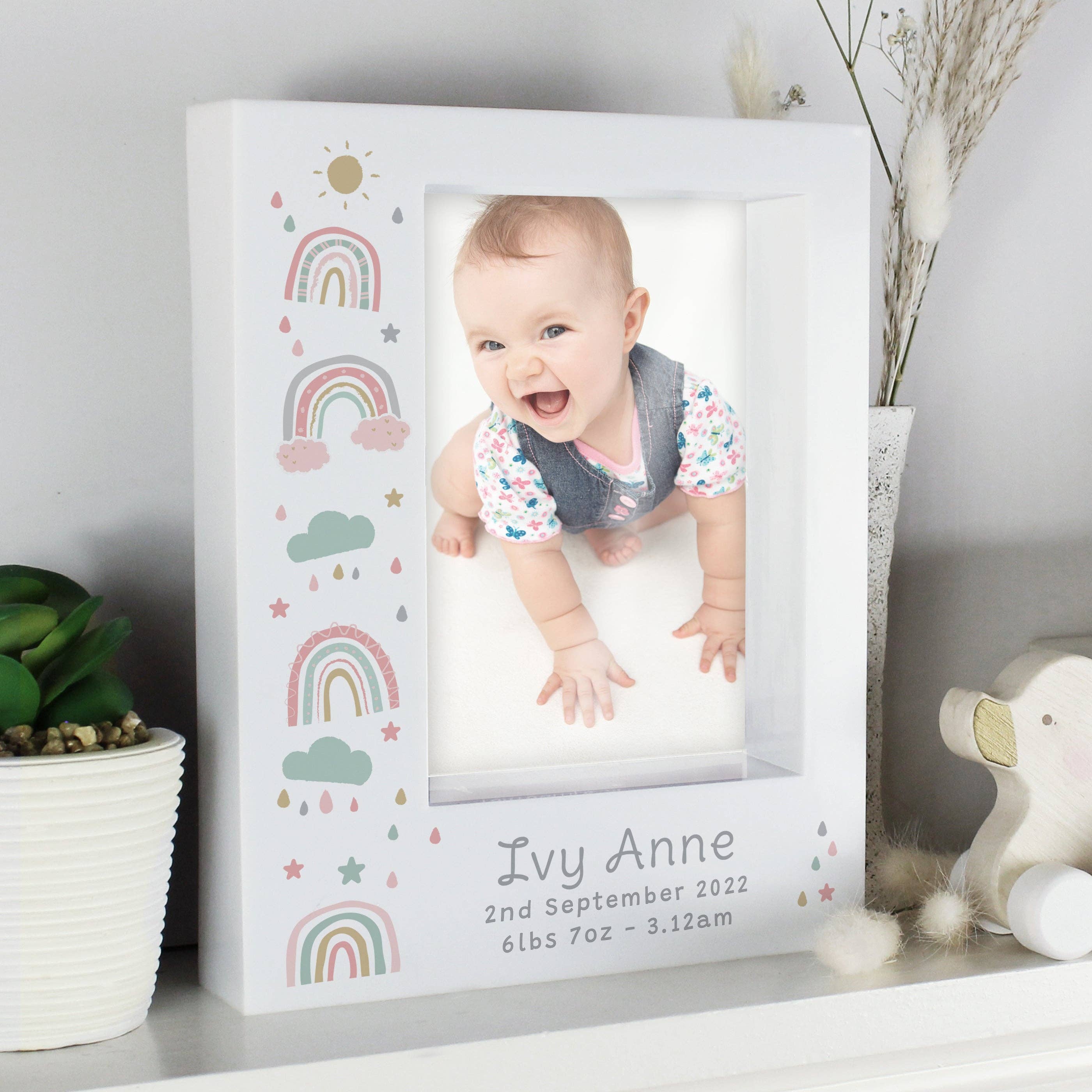 Simply Canvas Art – wholesale Picture frame – Child & baby – Personalised Rainbow 5x7 Box Photo Frame0