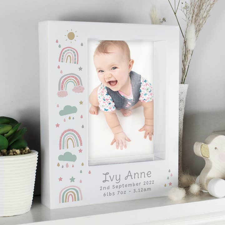 Simply Canvas Art – wholesale Picture frame – Child & baby – Personalised Rainbow 5x7 Box Photo Frame