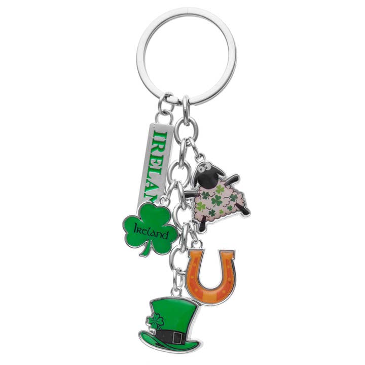 Multi Irish Sheep, Clover, Horseshoe, Hat Keyring for wholesale by Eurostick
