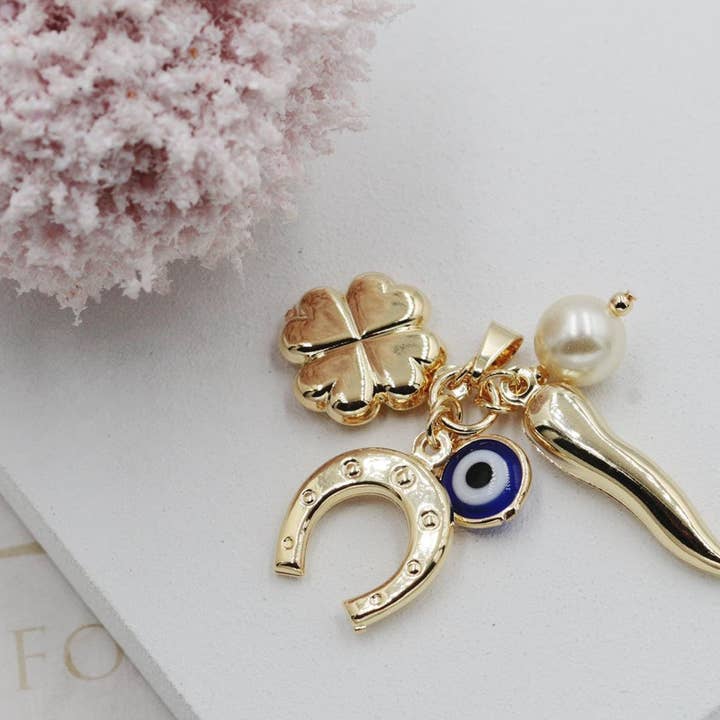 Charm - Blue Eye, Clover, Horseshoe, Gold Pepper Charms for wholesale by Cherie by Cherie