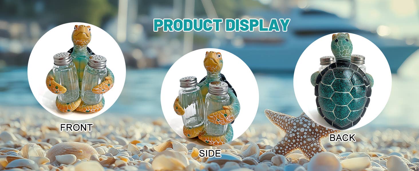 Liffy - Wholesale Salt & Pepper Shaker Set - Sea Turtle Salt and Pepper Shaker Holder Ocean Kitchen Decor12