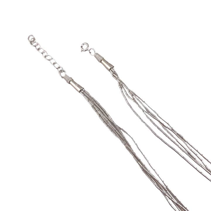Select Lines - Wholesale Link & Chain Necklace - Liquid Silver 5-Strand 18" Necklace Sterling Silver