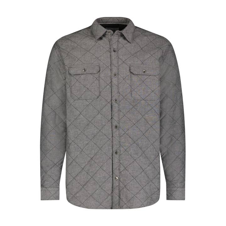 Surchemise matelassée à losanges avec double poche et boutons en métal gris acier pour la vente par American Heritage