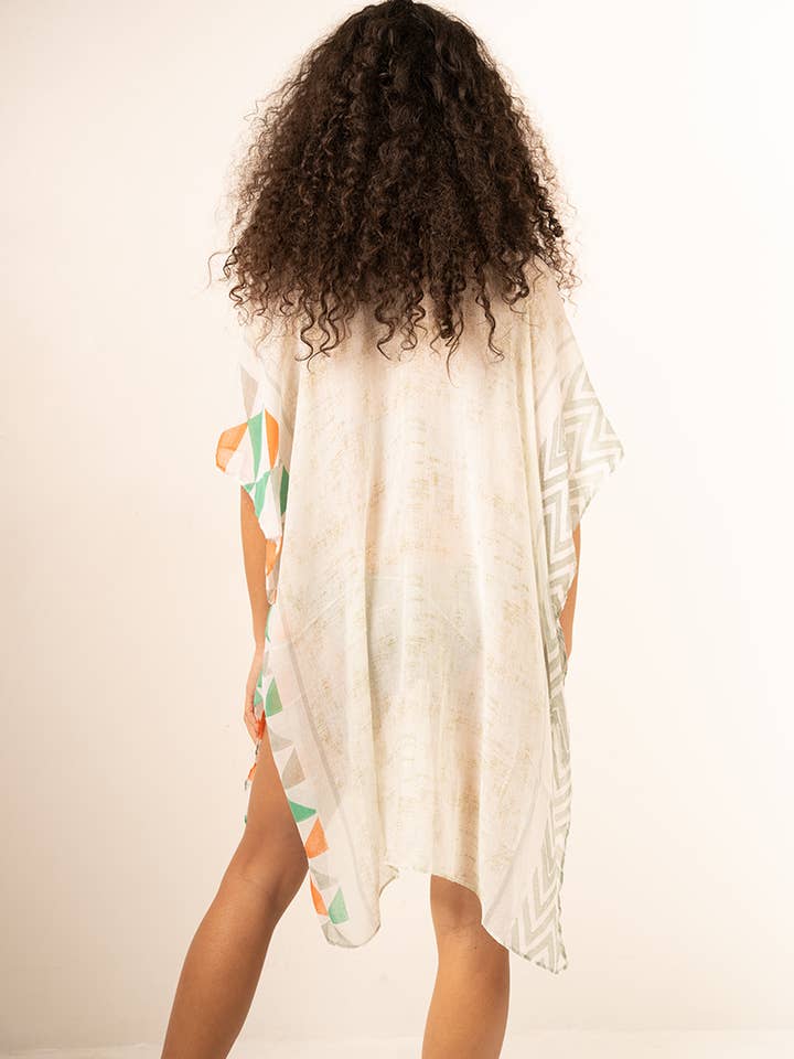 Belle Com'Elle - Wholesale Poncho - Women's - Geometric Design Lightweight Open Beach Poncho/PL24899