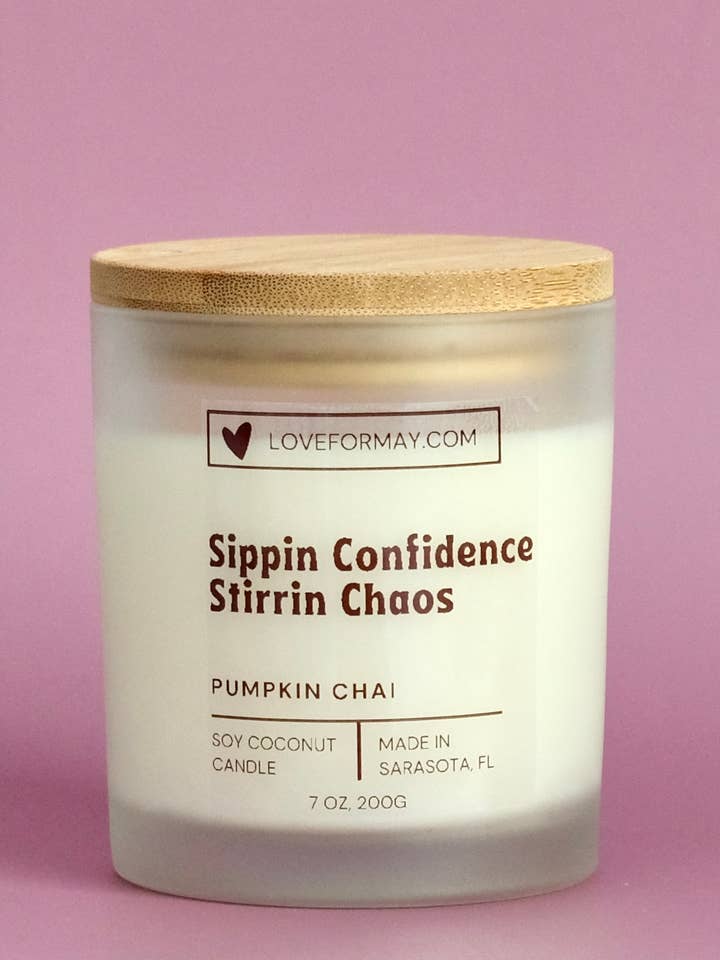 Pumpkin Chai Fun Manifestation Candle for wholesale by Love for May Candle Co