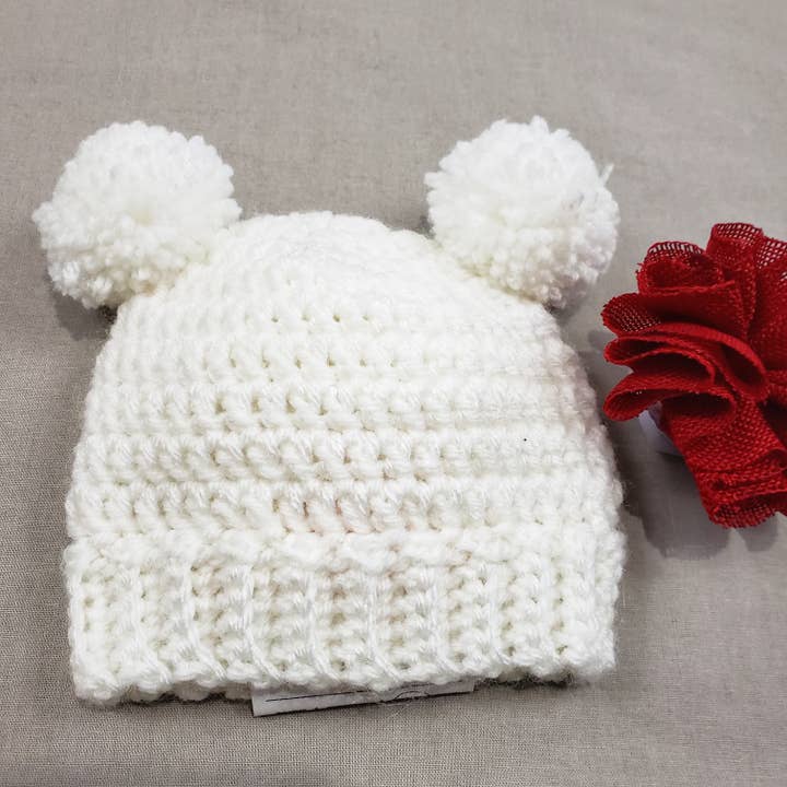 Double Pom Beanie for wholesale by Double Bug Stitchery