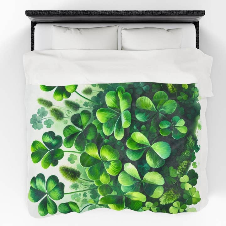 Manta Verde e Branca de Trevo de Quatro Folhas da Sorte | EUA por atacado de Ohhh So Swag