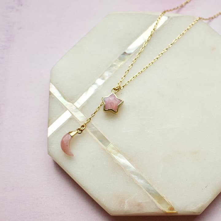 a.v. max - Wholesale Pendant/Charm Necklace - Mini Over The Moon Stone Necklace|Labradorite|Turq|Sunstone3