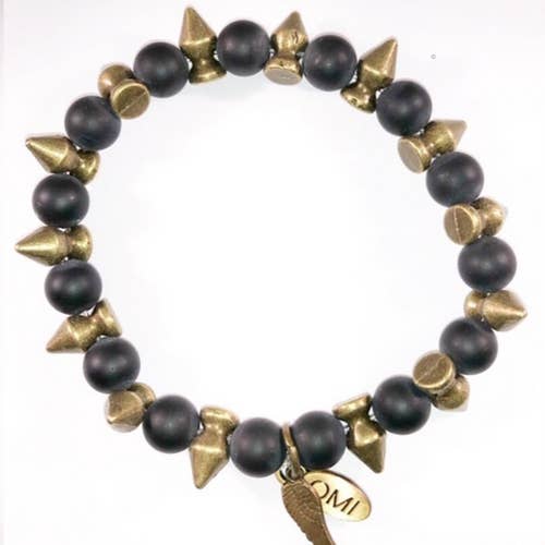 She Is Wild Bronze Spike Zwarte Agaat 8 mm voor wholesale door omibeads