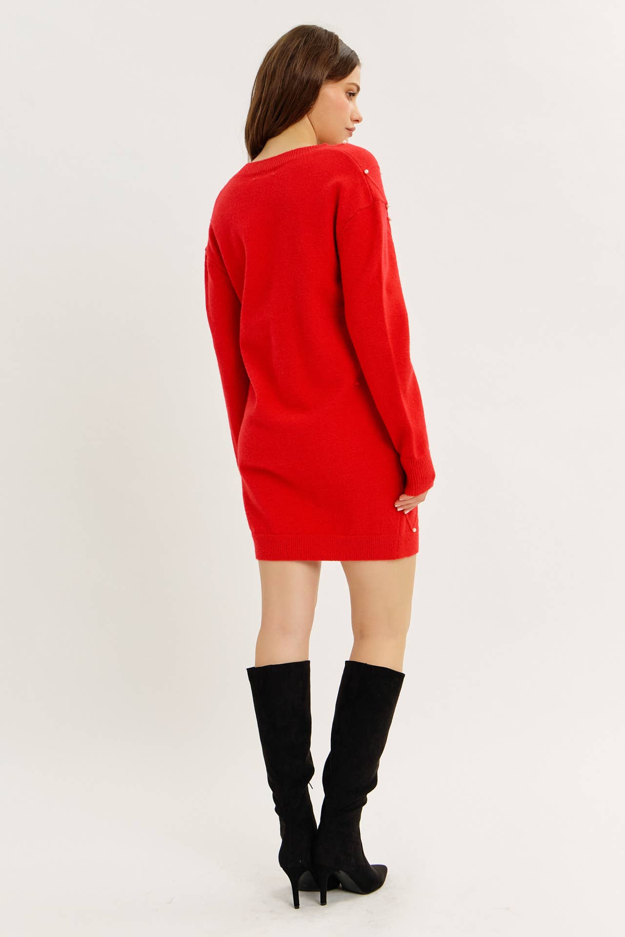 idem ditto - Wholesale Dress - Women's - GLAM MEETS COZY COMFORT PEARL SWEATER MINI DRESS14