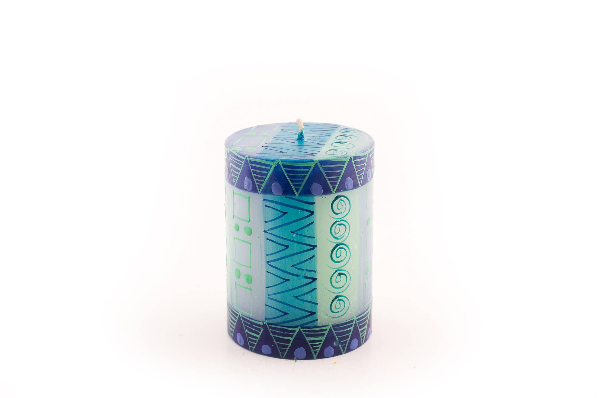 Thumbprint Artifacts - Wholesale Tapered Candle/Candlestick - Blue and Green Candle1