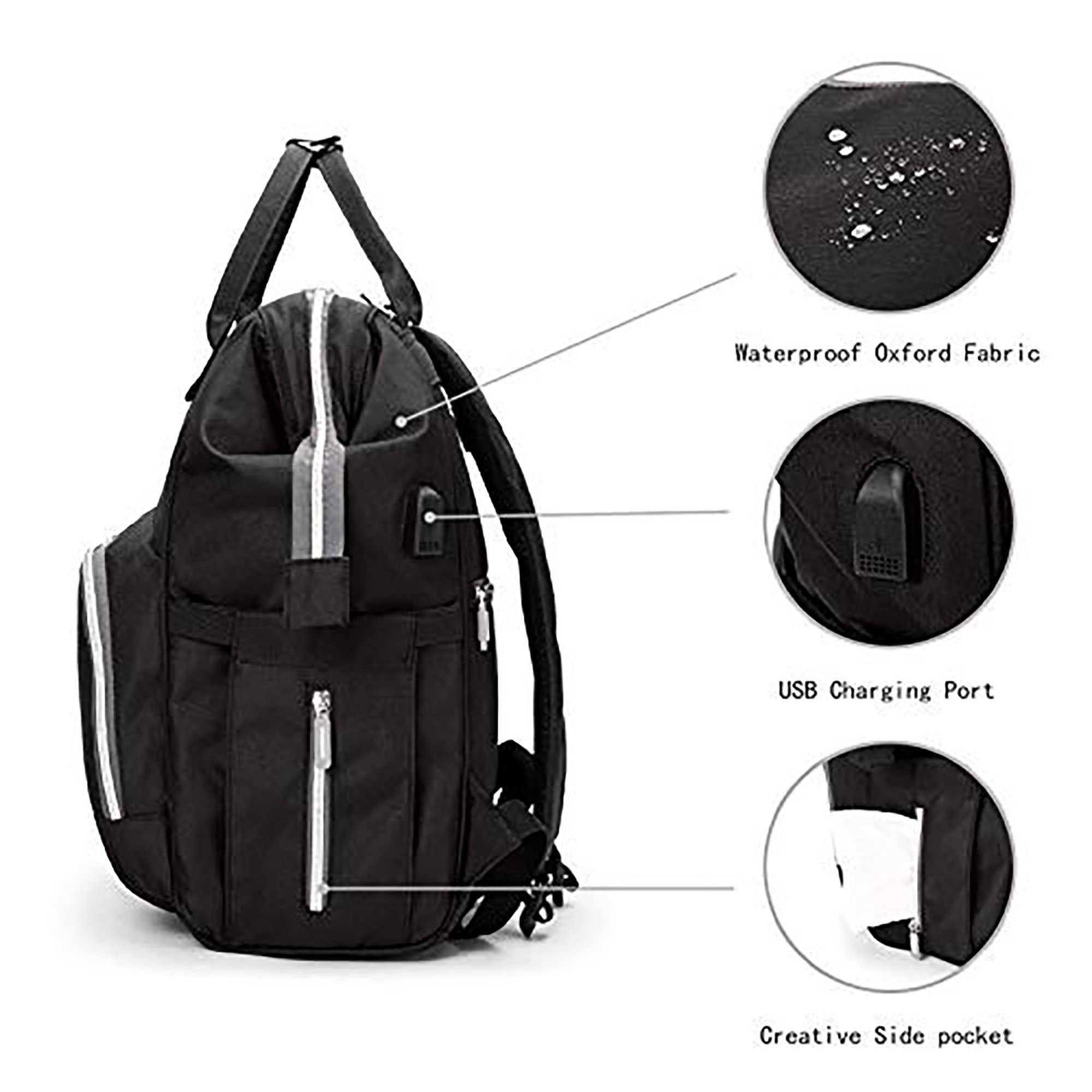 Milky Chic – wholesale Skötväska - Baby – Tillbaka till svart mamma blöja väska2