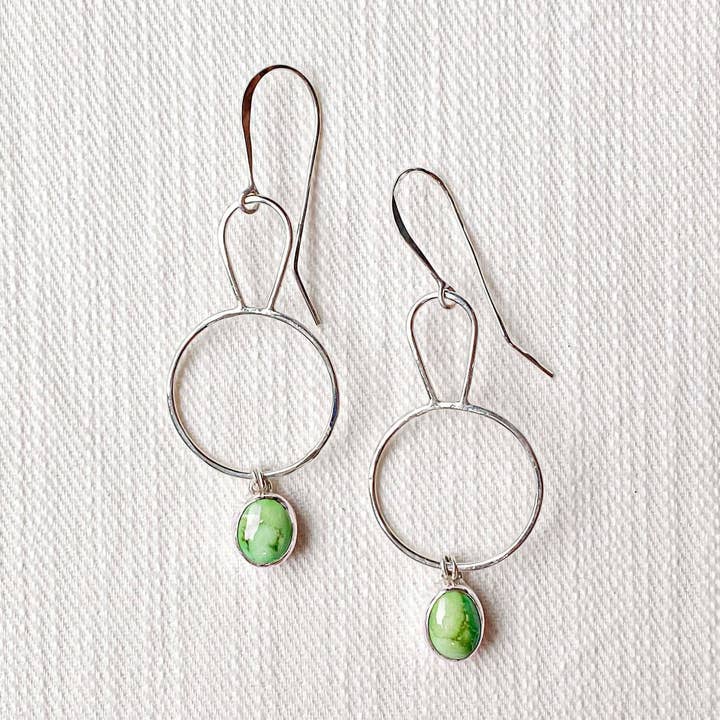 Sonoran Gold Turquoise Paddle Hoops for wholesale by Meghan Elisabeth Art