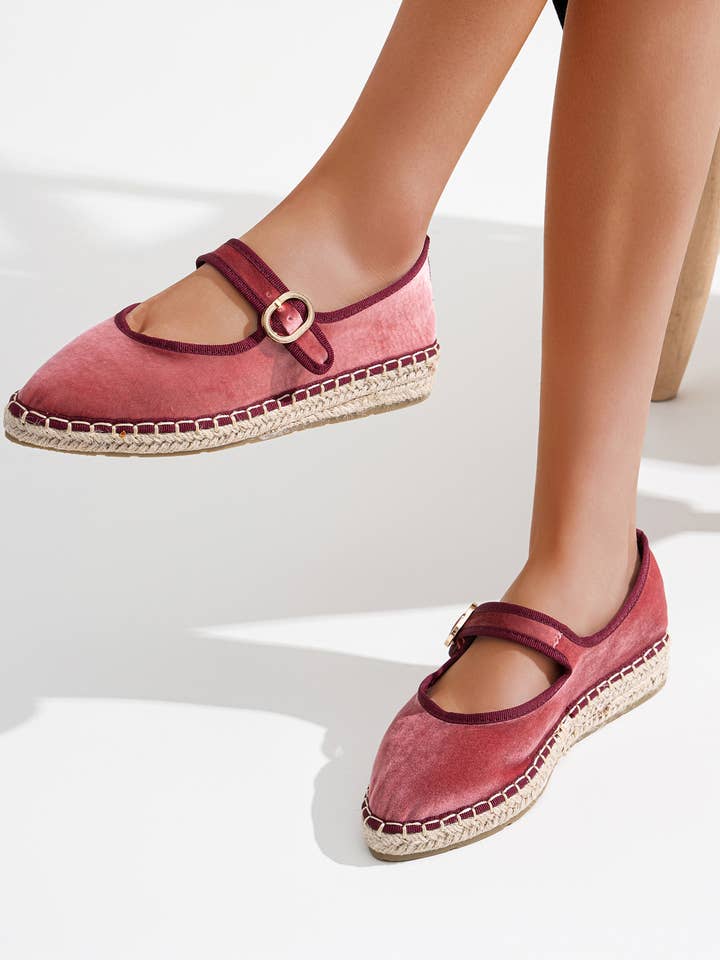 CEREZA - Wholesale Flats - Women's - Velvet Mary Jane Espadrille