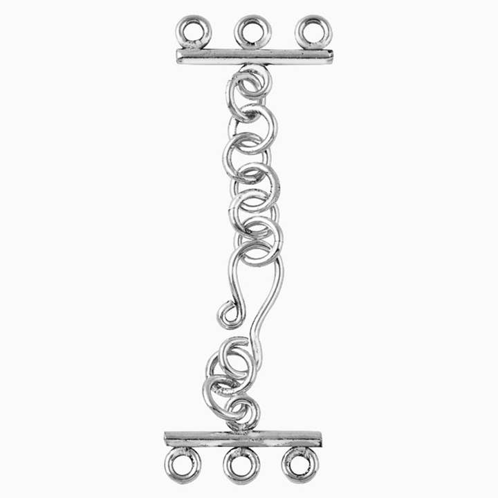 CSS-156-3H Sterling Silver Multi Strand Clasp With 3 Hole for wholesale by Bali Designs