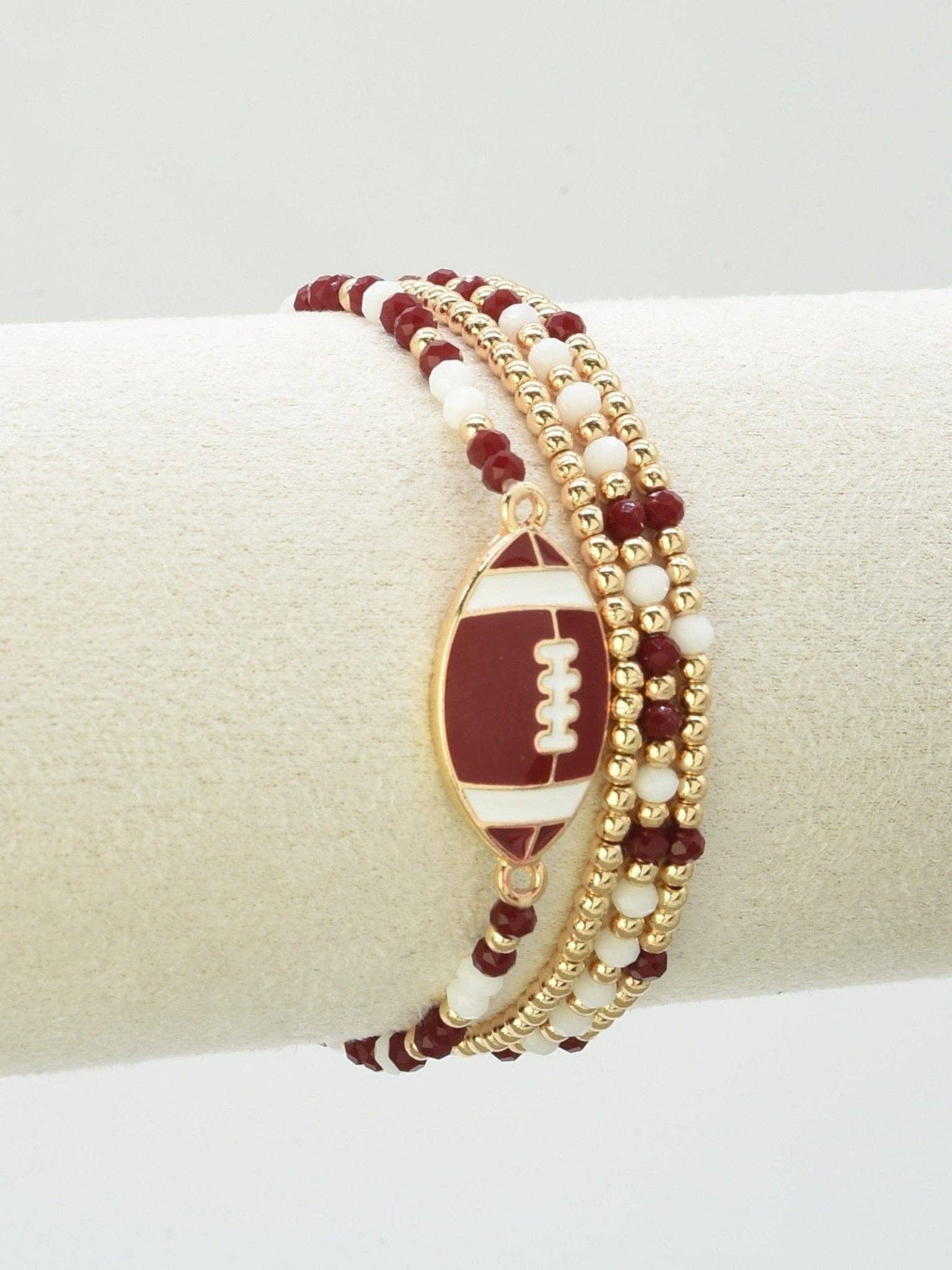 MiMi Wholesale - Wholesale Jewelry Set - CB2299 Gameday Beaded Football Charm Bracelet Set1