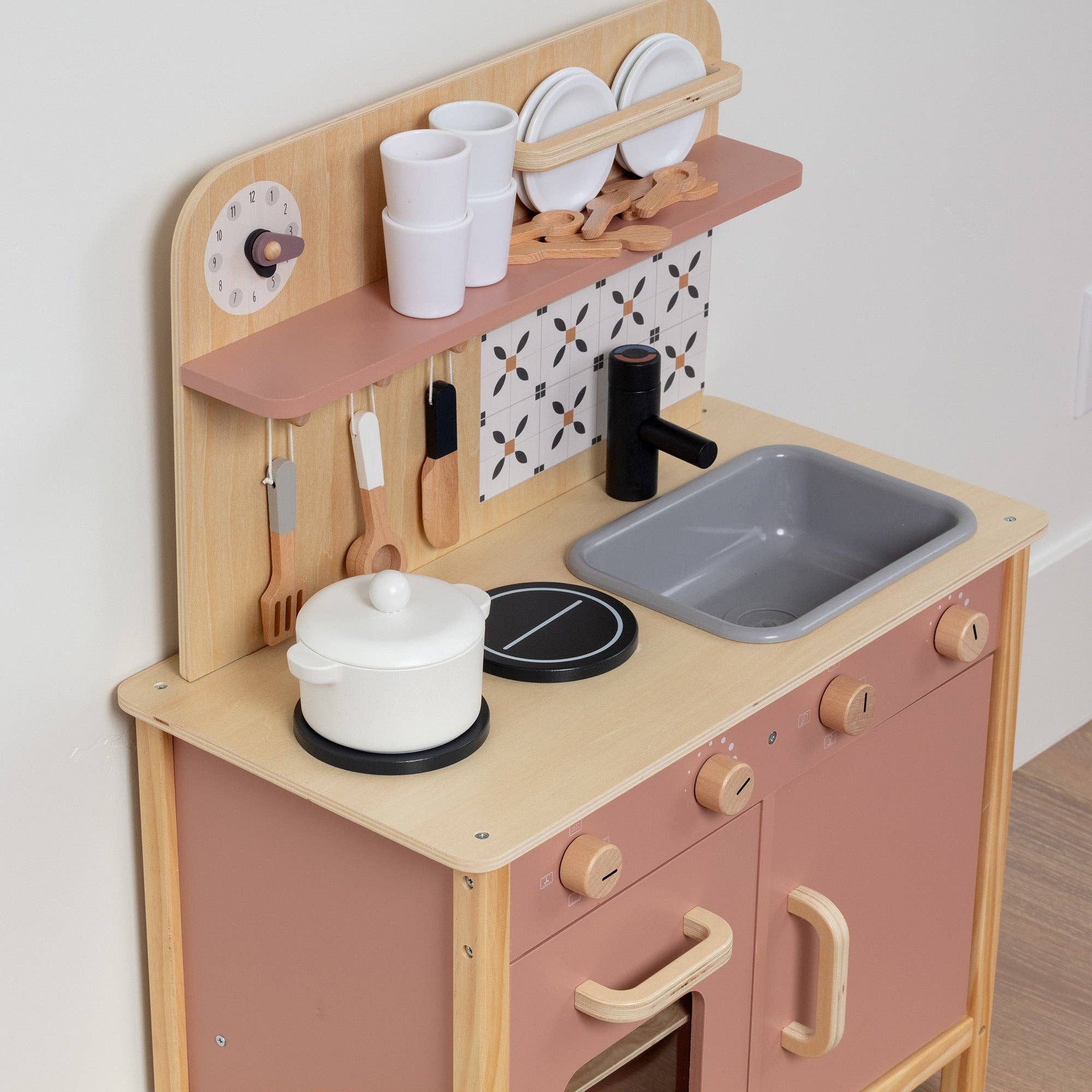 OmaOmaOma! Montessori Educational Wooden Toys for Kids - Wholesale Toy Set - Kids - Wooden Play Kitchen Set - Montessori Pretend Cooking 22pc Ages 3+16