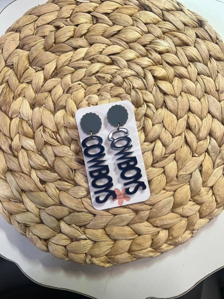 Professional Football Team Name Acrylic Dangle Earrings for wholesale by Watch Me Bloom