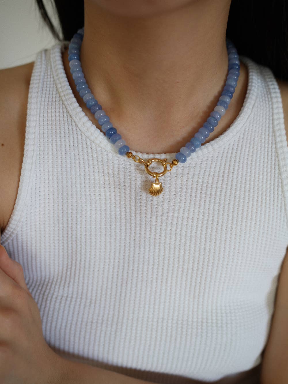 Orore bijoux – Engroshandel Perlehalskæde – Collier Hallie - Lyseblå1