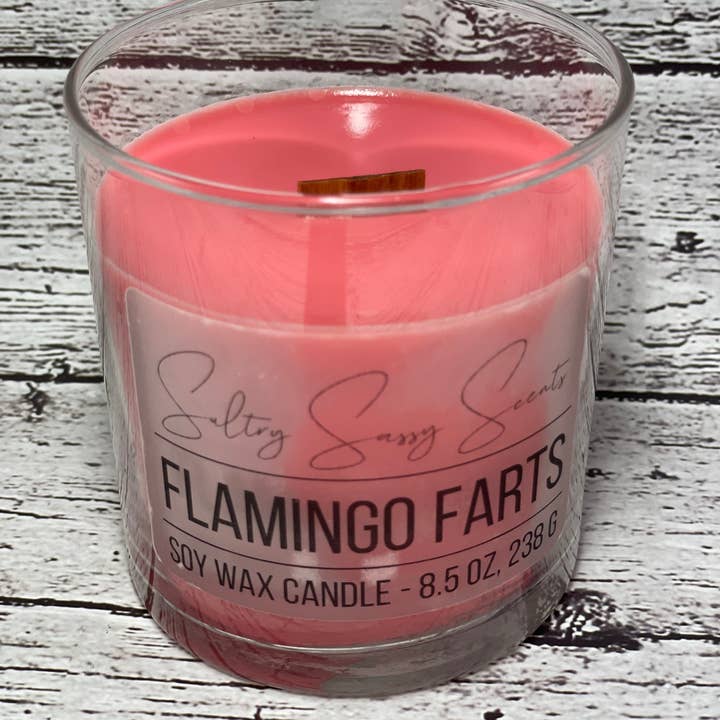 Sultry Sassy Scents – wholesale Jar/filled candle – Flamingo Farts - Soy Wax Candle0
