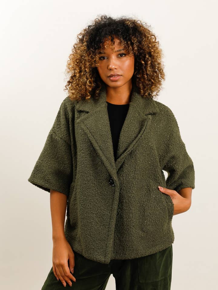 3/4 mouw vest effen 27376 100%POLYESTER voor wholesale door la maison des fibres naturelles