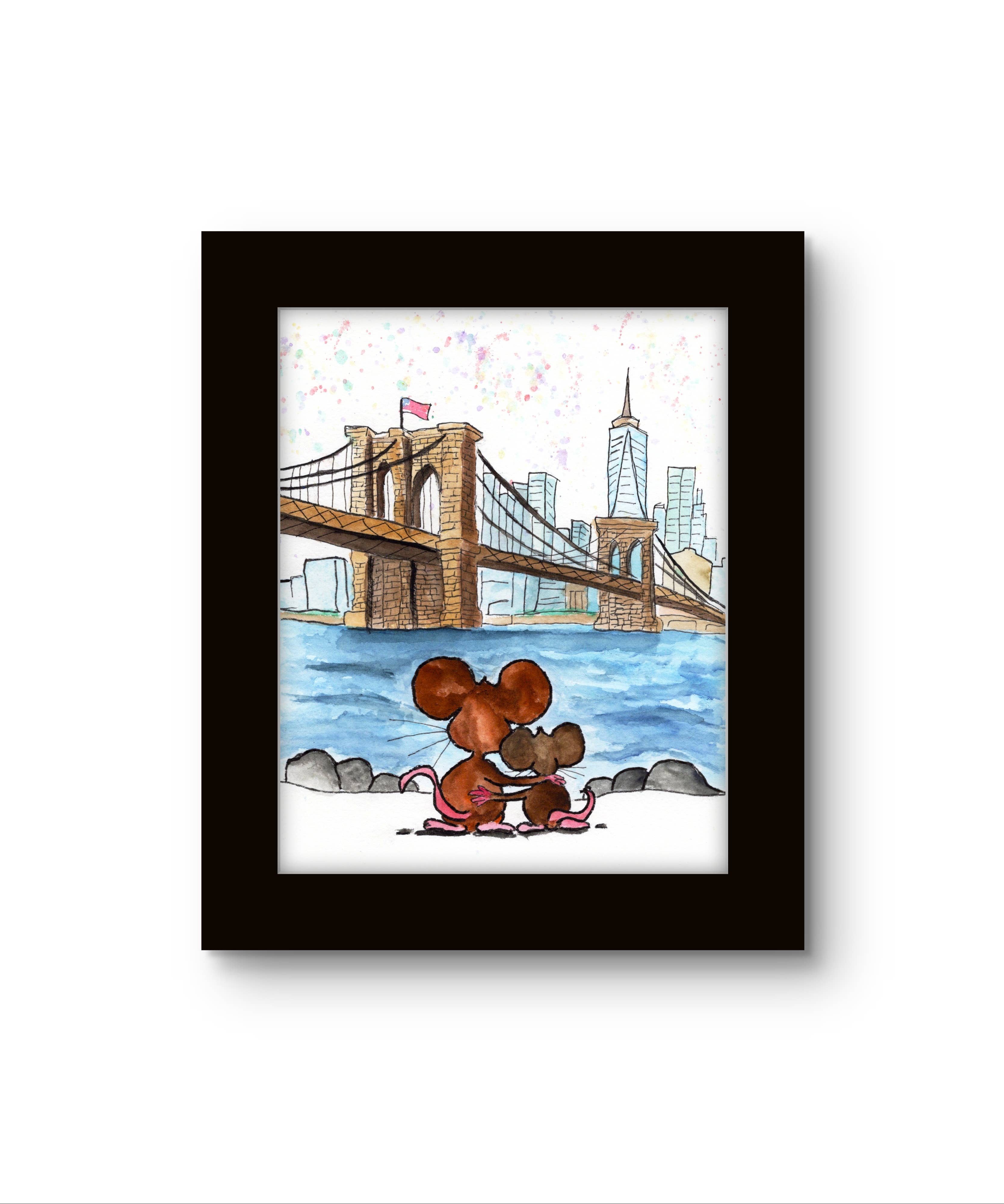Johnnerdraws - Wholesale Art Print - "Brooklyn-Cheddar Together in Dumbo"-ART Print-HAND PAINTED 2