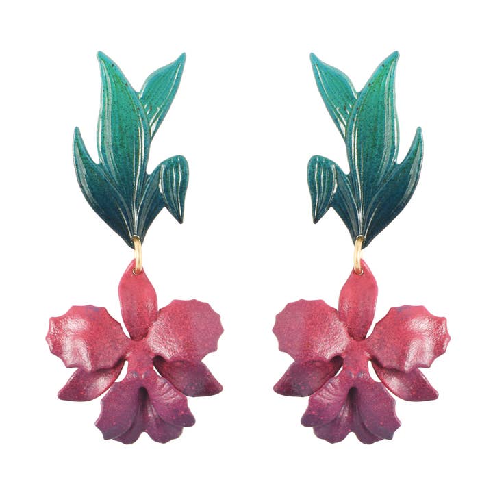 Laelia Orchidée Boucles d'oreilles pour la vente par We Dream in Colour