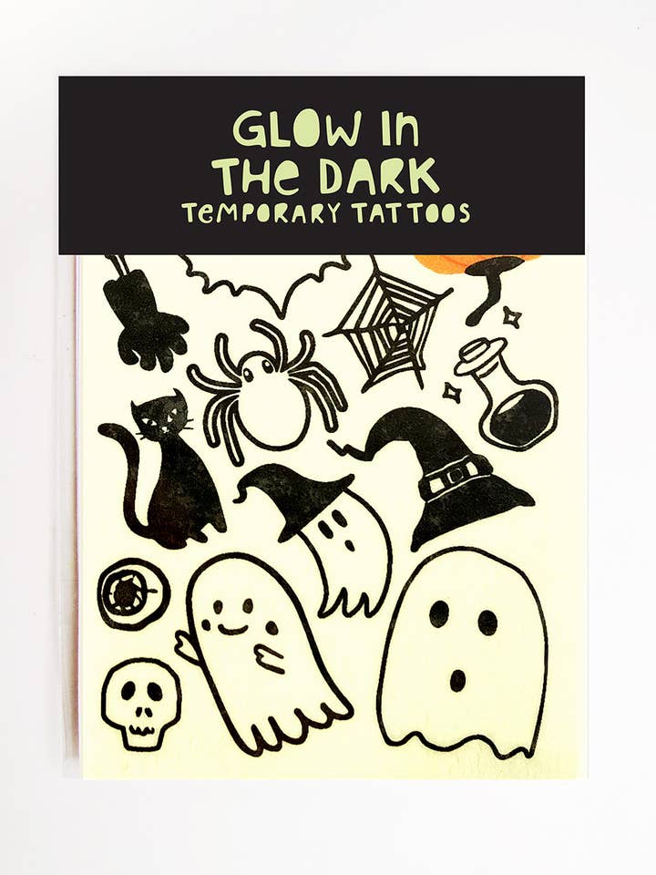 White Halloween | Glow In The Dark Temporary Tattoos for wholesale by Missy Minzy