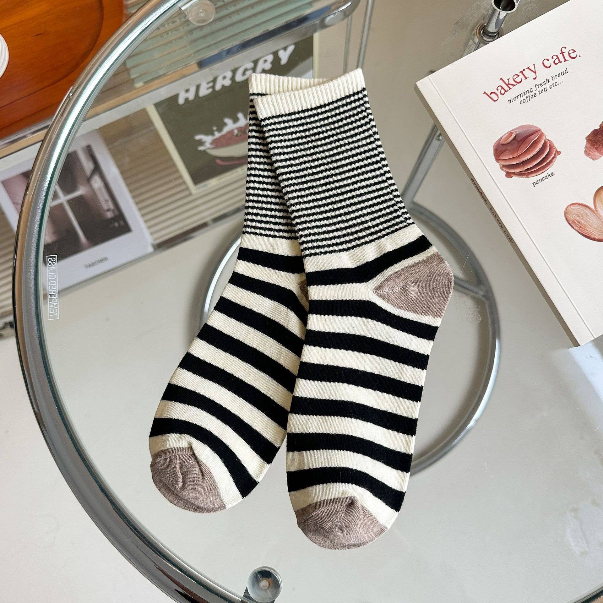 ACCITY - Wholesale Socks - Women's - Stripe Pattern Cotton Crew Socks for Womens_CWMS09030