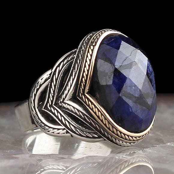 Ruwe saffierring Sterling zilver voor wholesale door Ephesus Jewelry