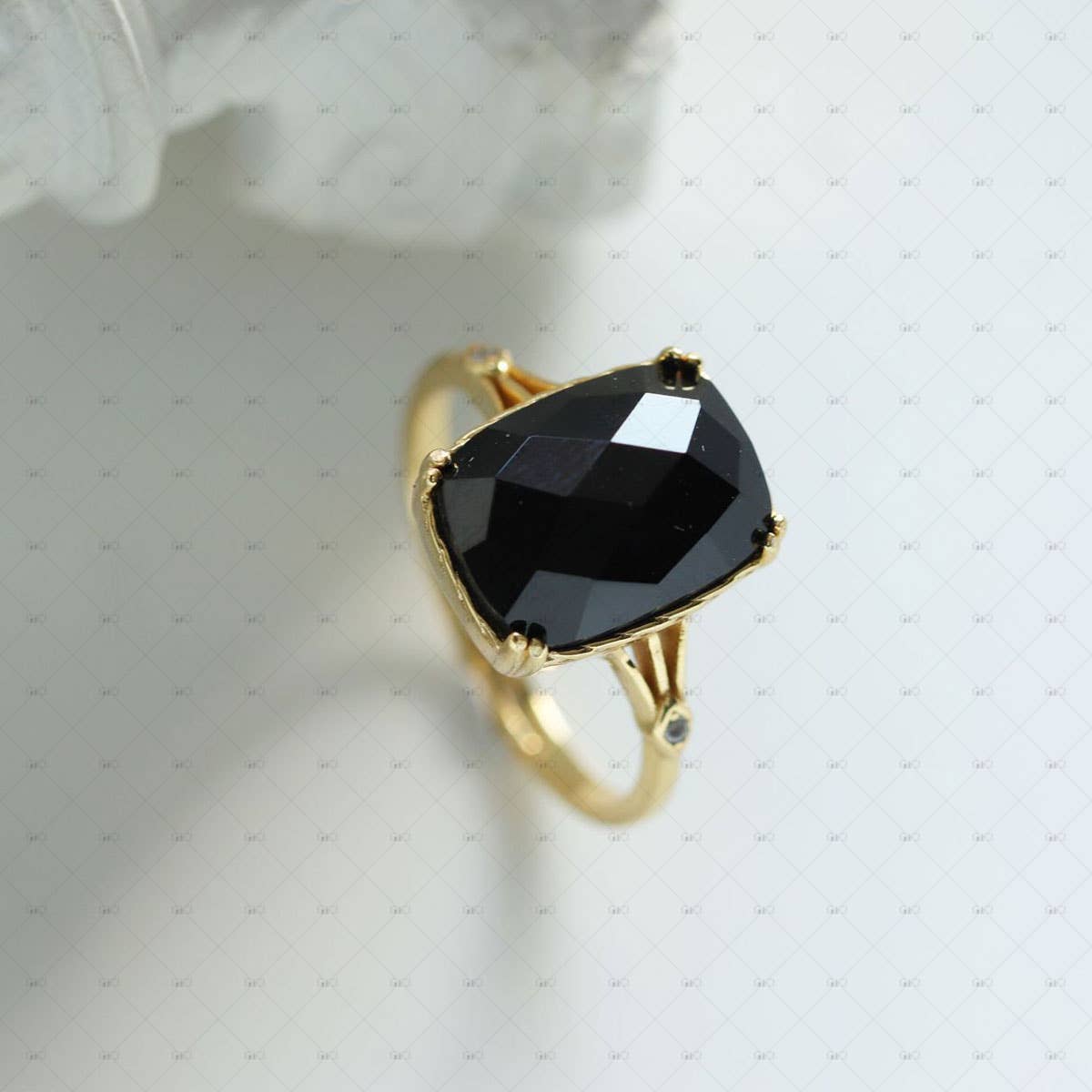 Gioiellin - S925 Silver Jewelry - Vente Bague de cocktail/de cérémonie - Ensemble de colliers et boucles d'oreilles en argent S925 avec anneau et onyx noir antique1