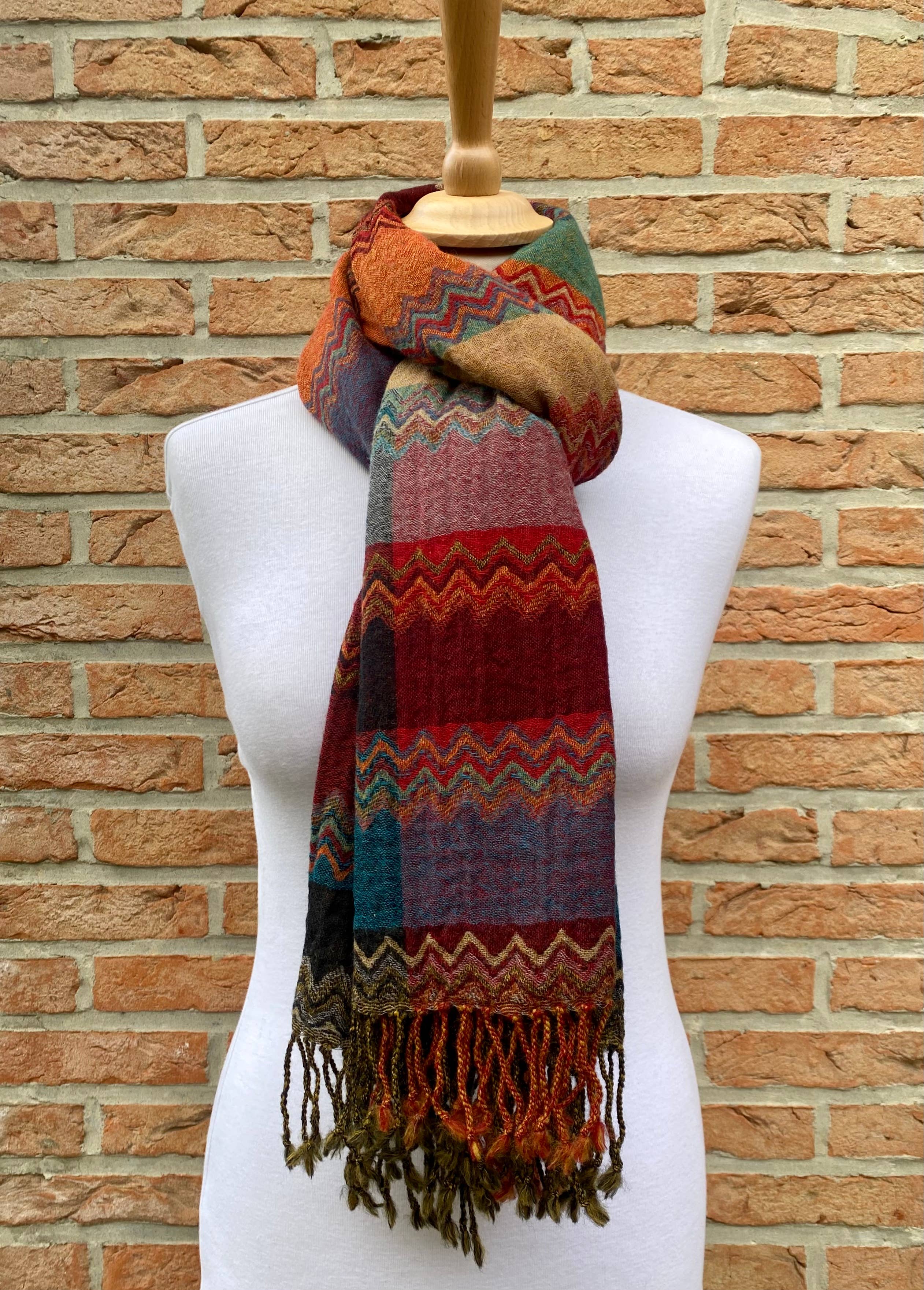 DIWALI PARIS - Wholesale Scarf - Women's - TANSEN SCARF - RED - 100% WOOL