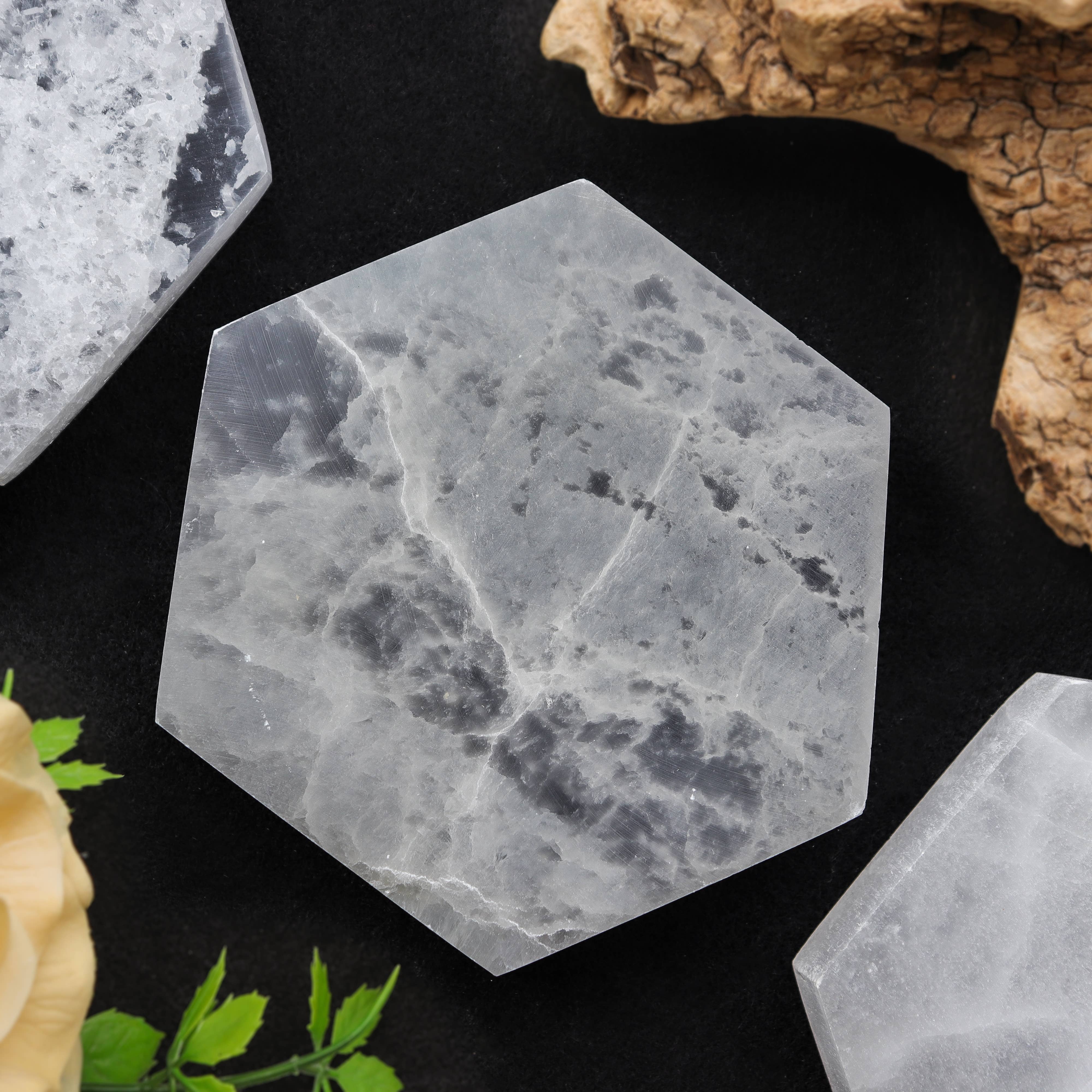 Natures Artifacts Inc - Wholesale Crystal Charging Plate - Selenite Hexagon Crystal Charging Plate | Moroccan Selenite2