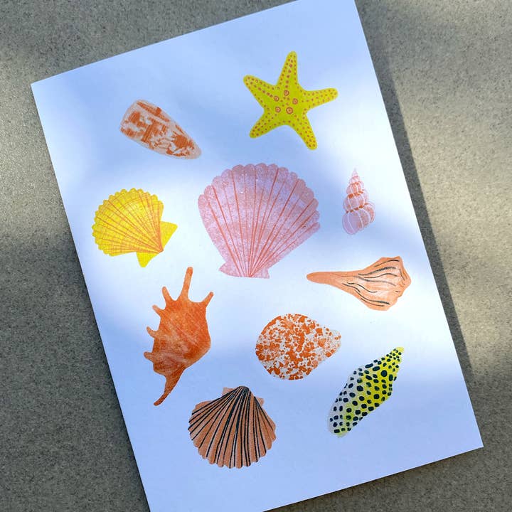 Lauren Sissons Studio - Wholesale Everyday greeting card - Seashells Greeting Card - Illustrated Shells Card | Beach1