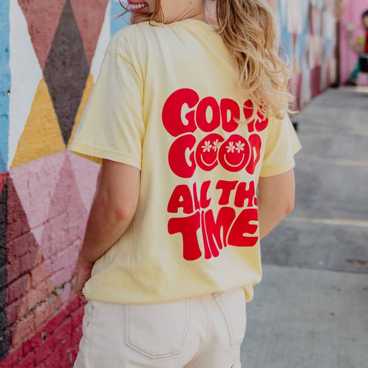 Katydid - Wholesale Screen Printed T-Shirt - Women's - God Is Good All The Time Comfort Colors T-Shirt
