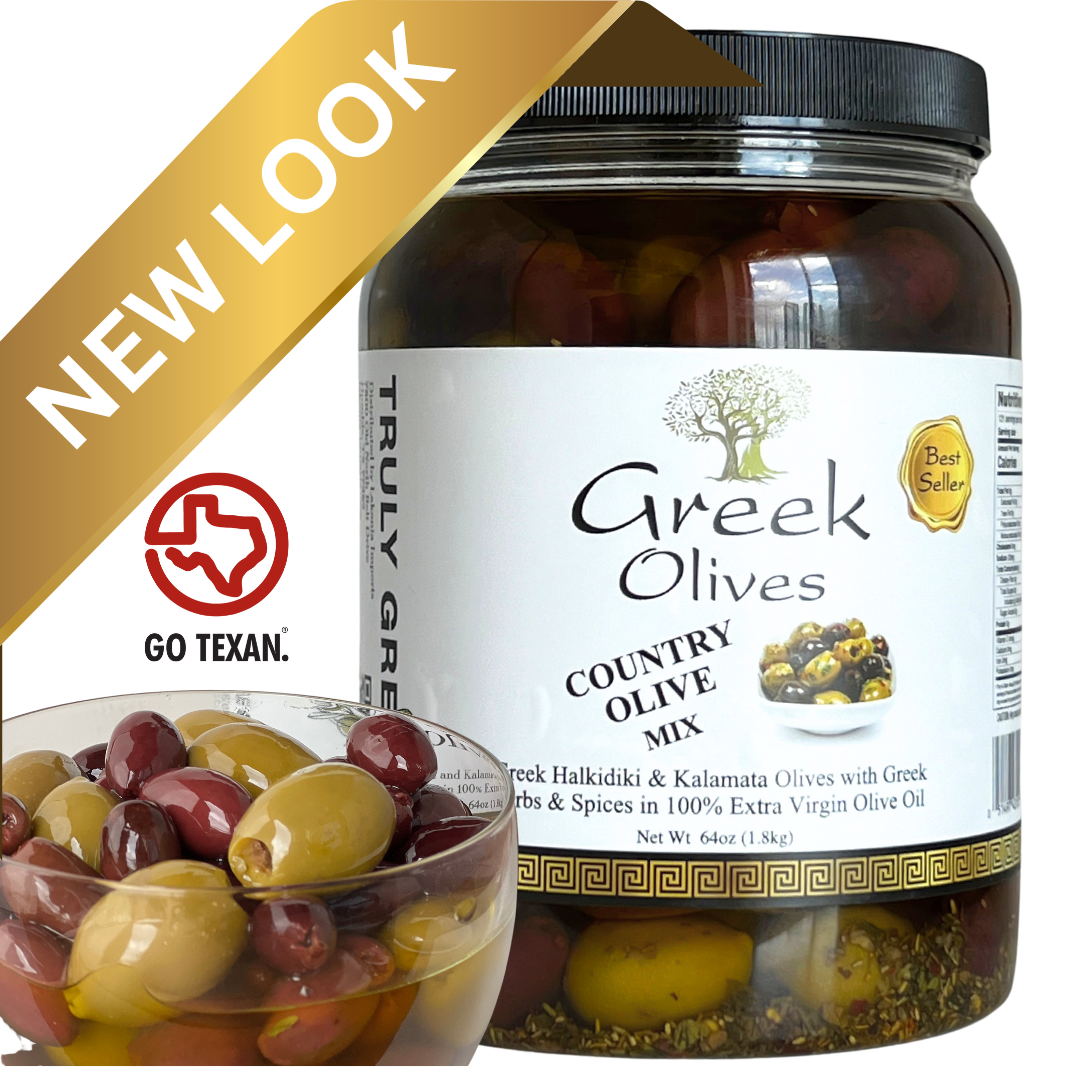 Lakonia Imports, Inc. – wholesale Olives – Greek Country Olive Mix – 1/2 gallon3