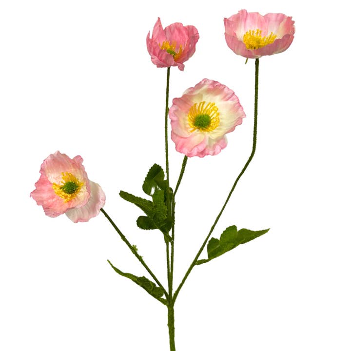 Flowering Fields Mini Poppy Spray - Pink - 23.5” for wholesale by David Christopher's Collection