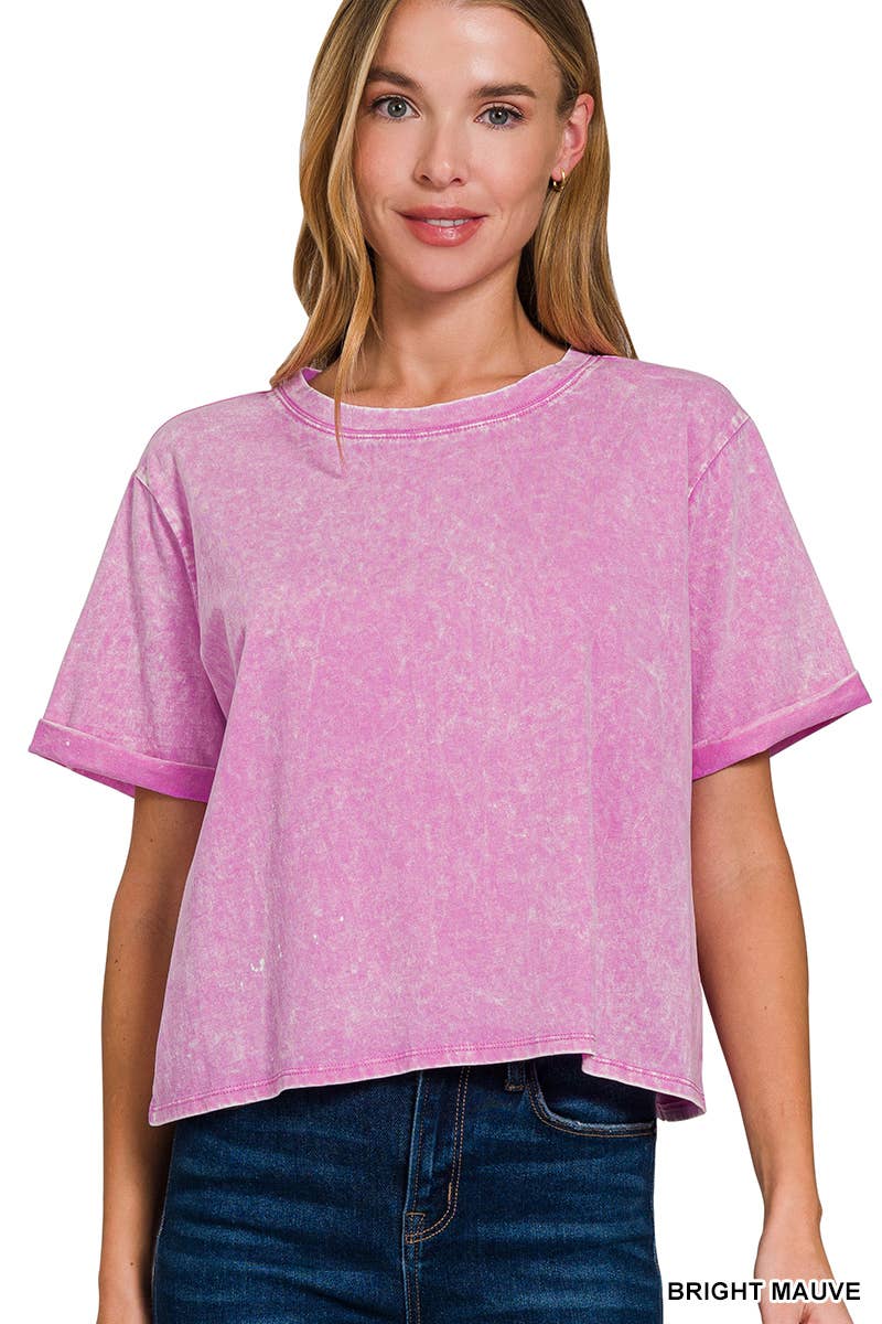 42POPS - Wholesale Knit Top - Women's - `.Washed Crew Neck Crop TShirt17