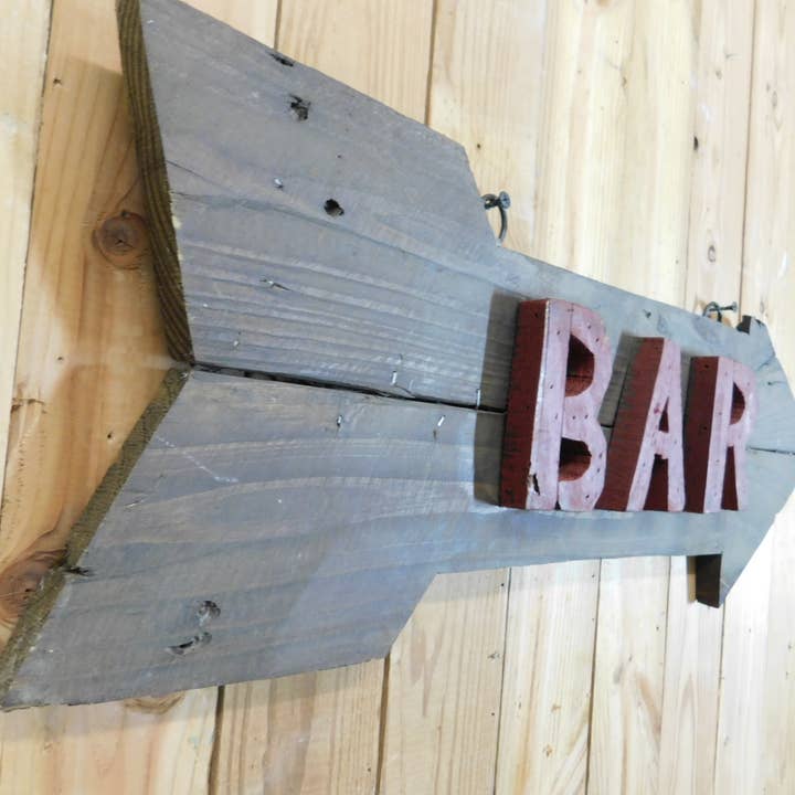 My Amigos Imports - Wholesale Sign - Arrow Bar Wooden Sign-26x9.5 in-WH-Handmade-Bar-Wall Decor 4
