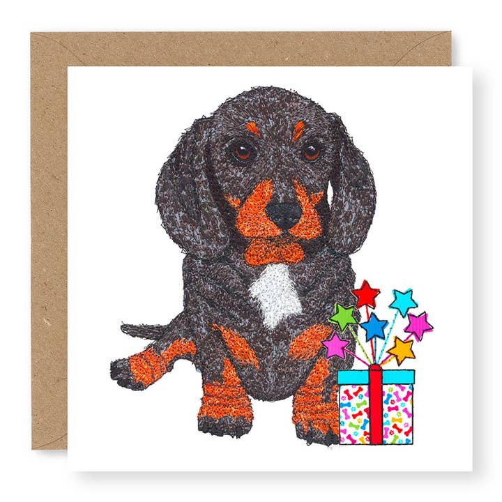 Whiskers Party - Dash the Dachshund for wholesale by Jane Buurman Handmade (Greetings Cards)