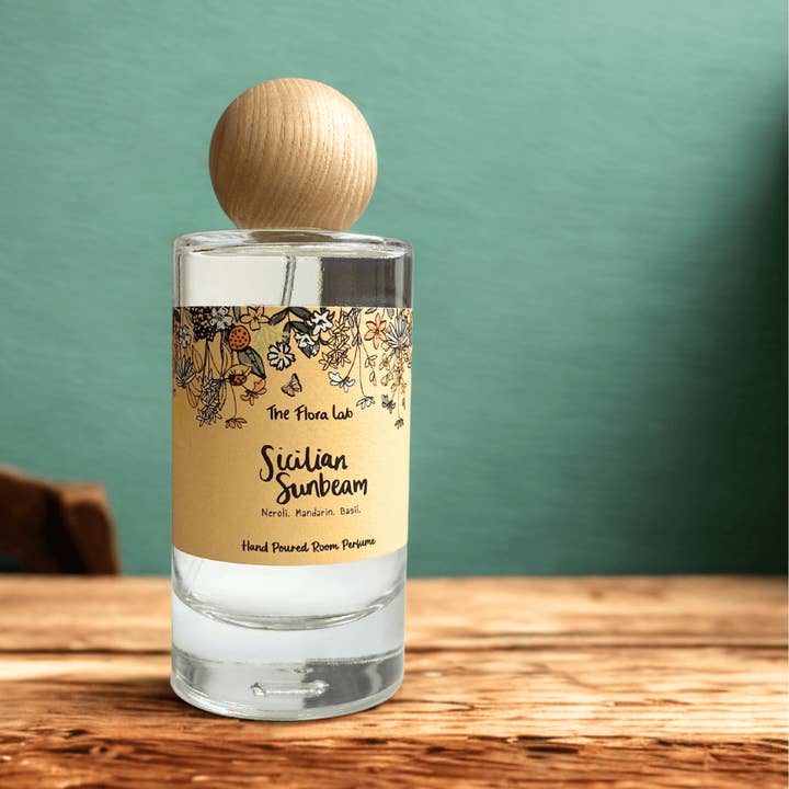 The Flora Lab | Hand Poured Natural-Wax Candles - Wholesale Room & linen spray - Sicilian Sunbeam Room Perfume | Citrus Luxury Room Spray
