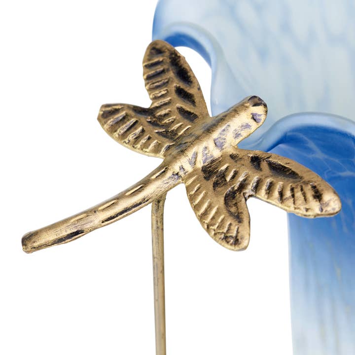 River of Goods - Wholesale Accent/Desk Lamp - 9"H Blue & White Handpainted Glass Dragonfly Lily Lamp11